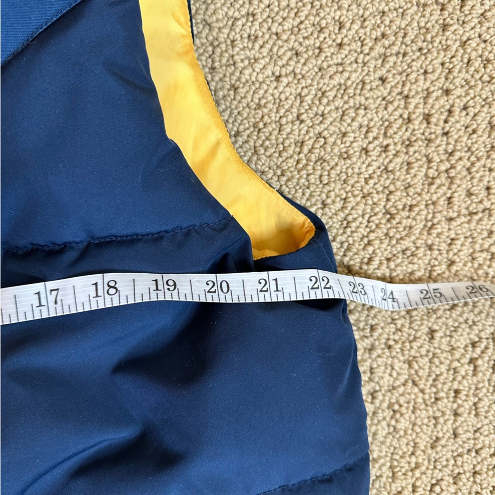 Retro Western 70s Navy Snap Front Puffer Vest w/Yellow Lining and Sherpa Colar - Picture 8 of 9